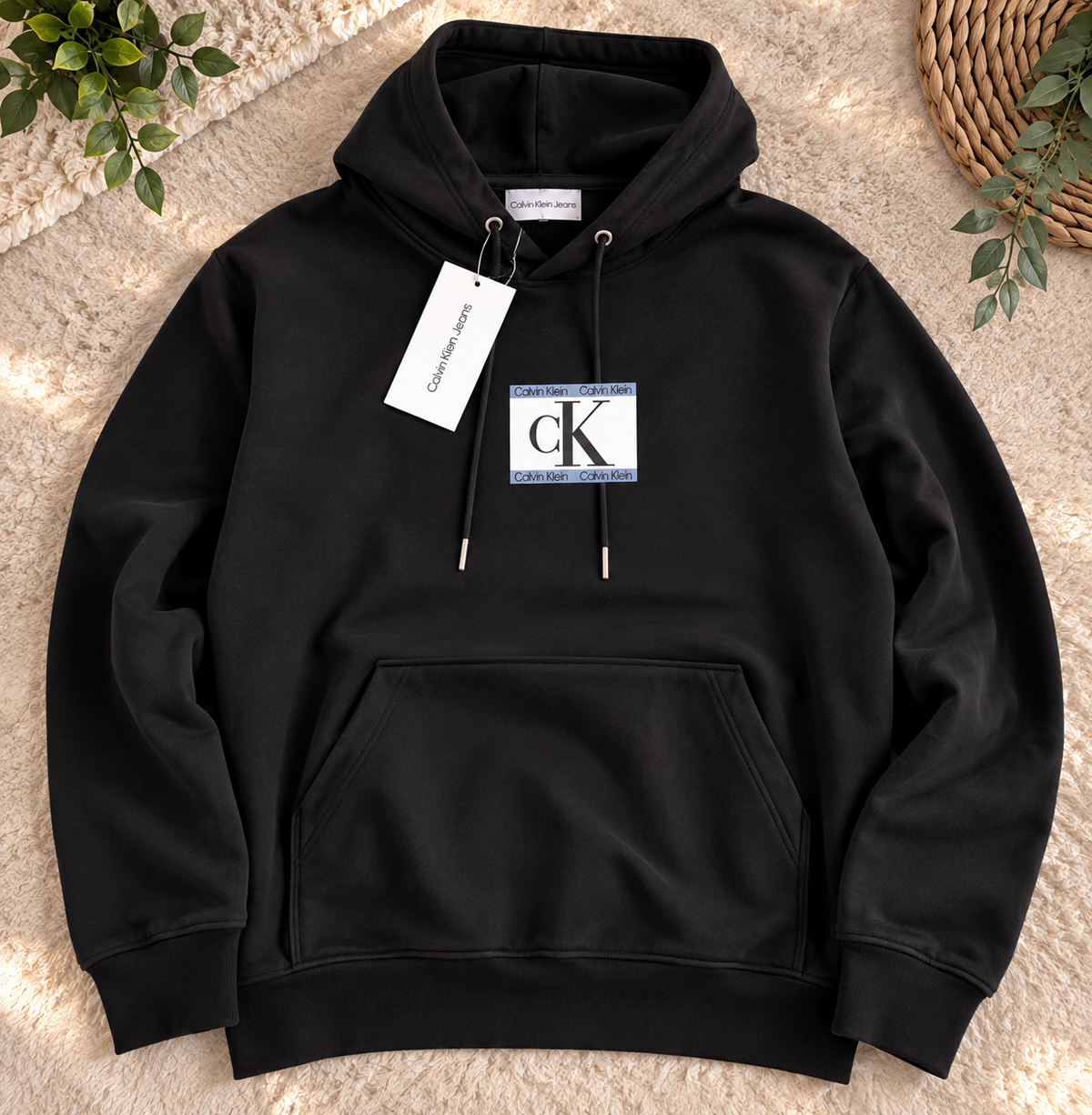 Calvin Klein Jeans Hoodie Homme Noir CK – Taille XL – Neuf avec Étiquette