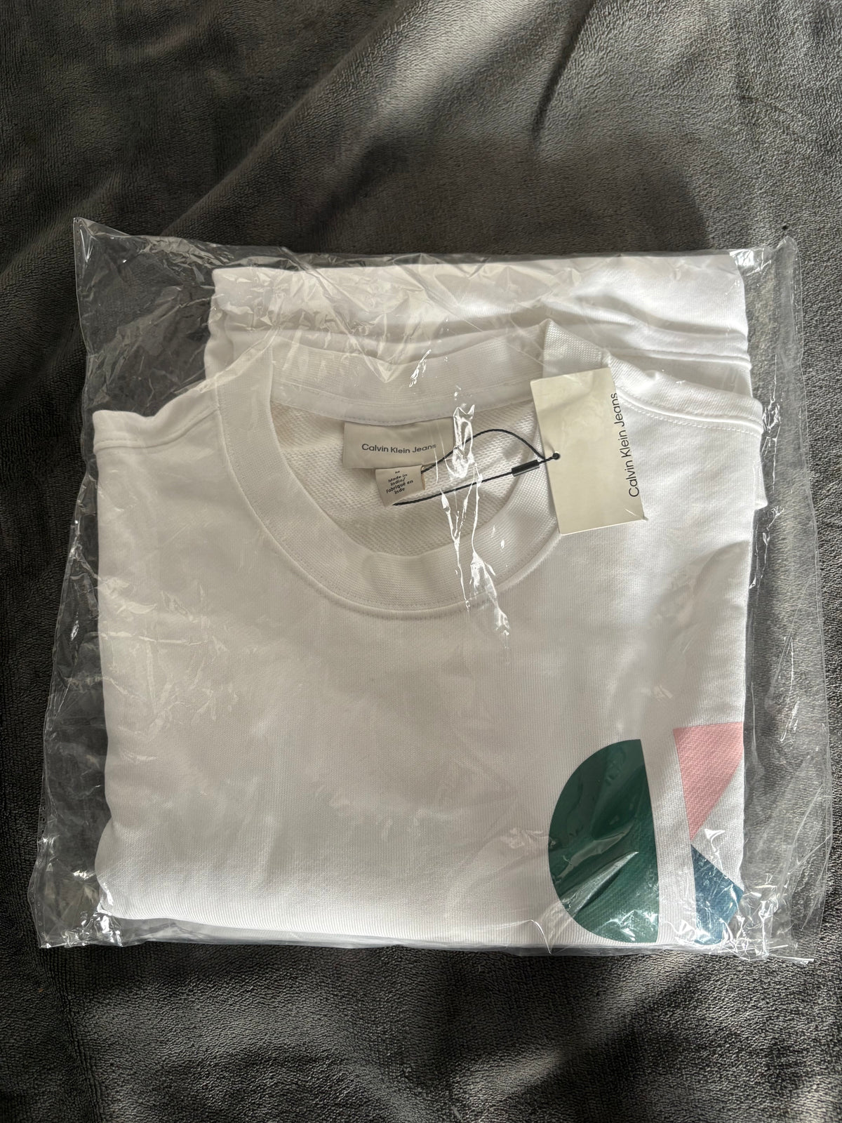 Calvin Klein Jeans Sweat Homme Blanc CK – Taille M – Neuf avec Étiquette