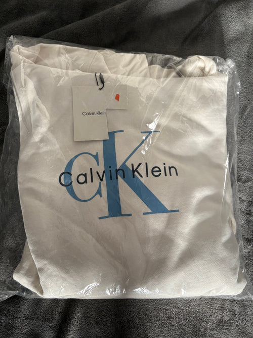 Calvin Klein Jeans Hoodie Homme Blanc CK – Taille M – Neuf avec Étiquette