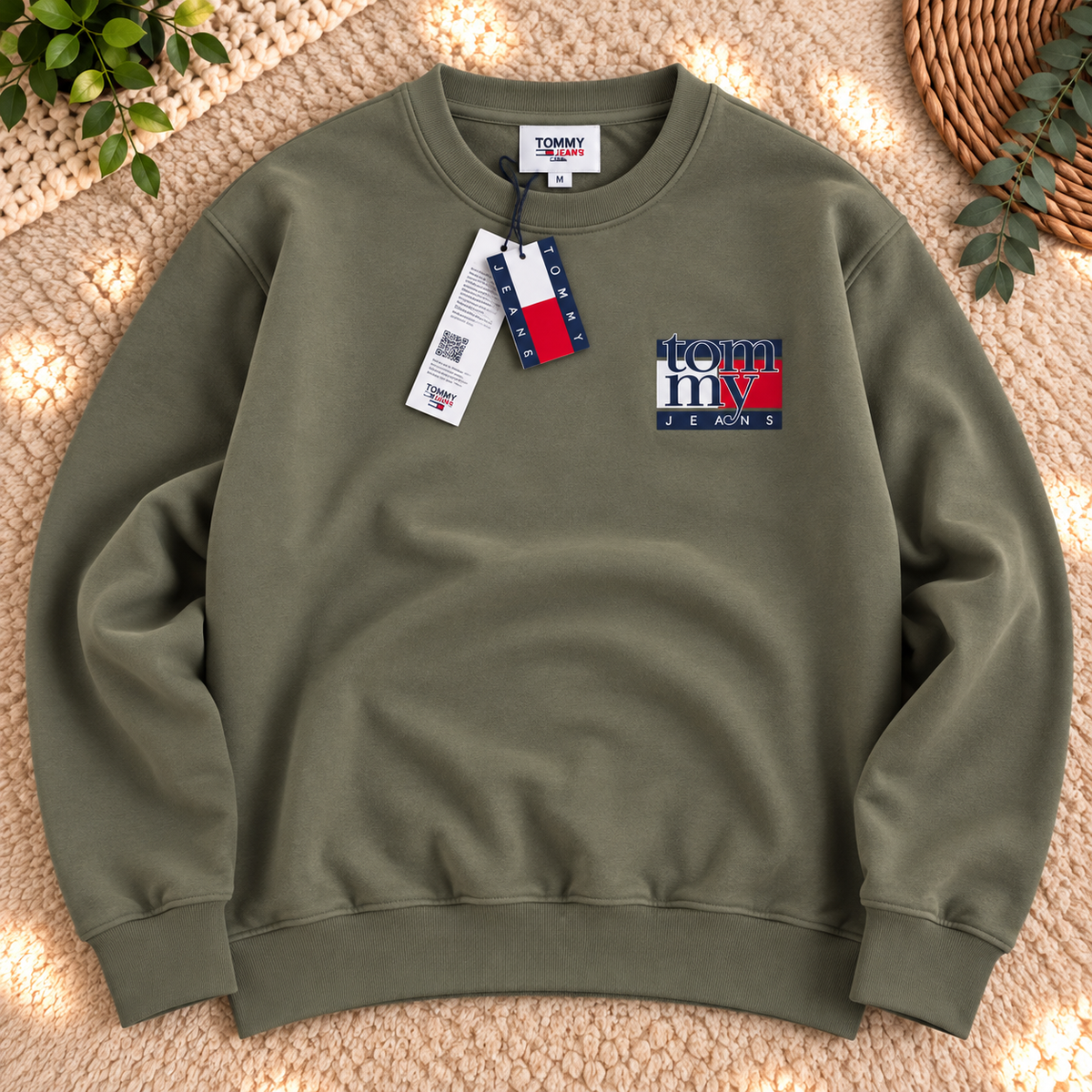 Tommy Jeans Sweat Homme Kaki – Taille M – Neuf avec Étiquette