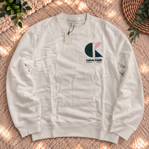 Calvin Klein Jeans Sweat Homme Blanc CK – Taille M – Neuf avec Étiquette